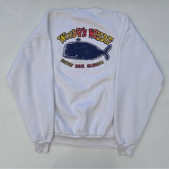 Vintage 90’s Woody’s Wharf Newport Beach California Crewneck Sweatshirt Men’s XL - Picture 1 of 7